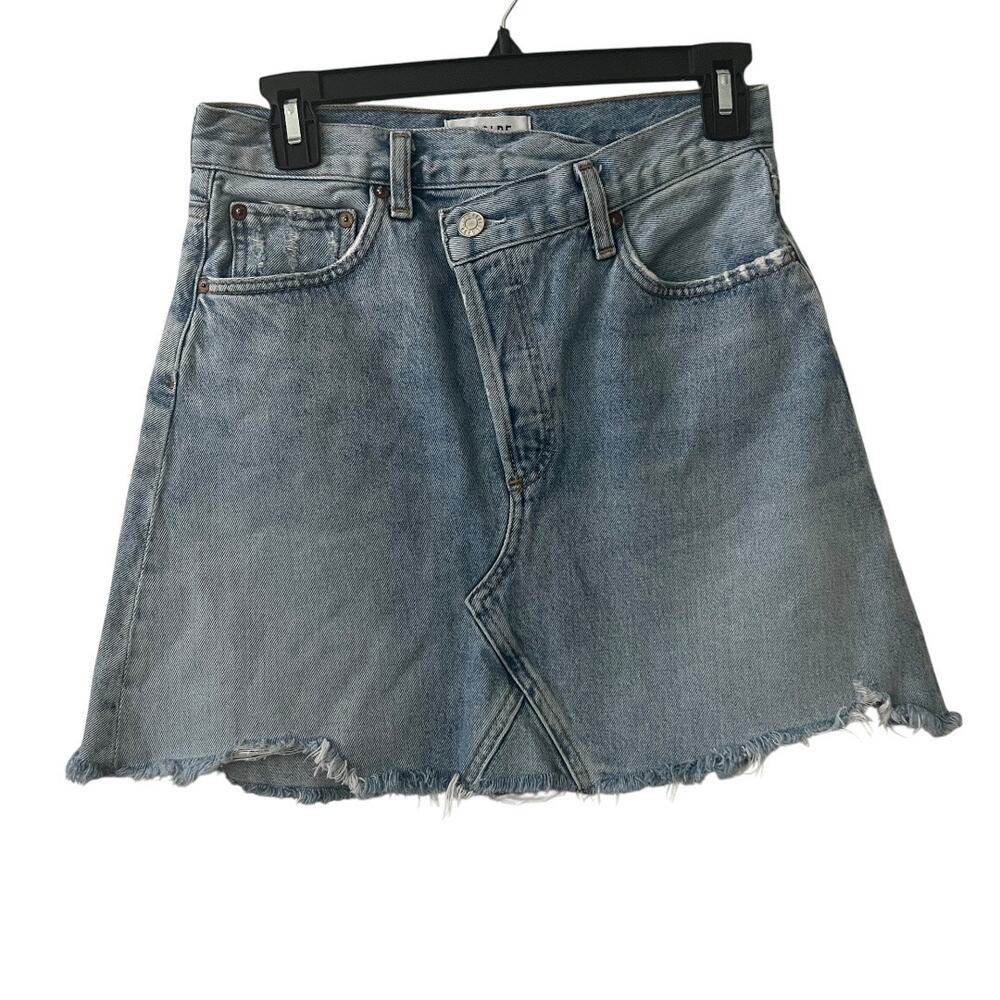 Agolde Criss Cross Denim Mini Skirt Size 25 - Picture 2 of 16